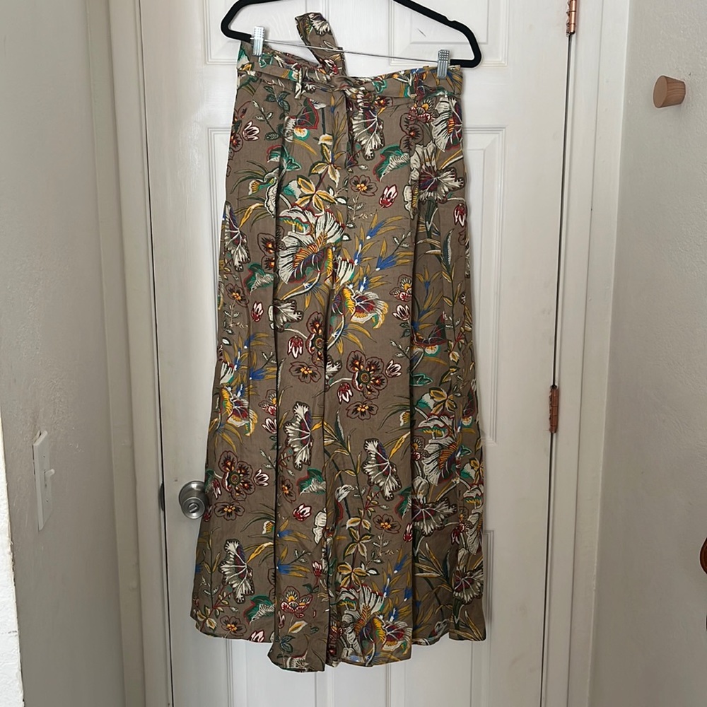 Banana Republic Wide Leg Floral Print Linen Pant